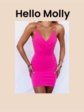Hello Molly Fuchsia Spaghetti Strap Bodycon Dress Size X-Small NWT